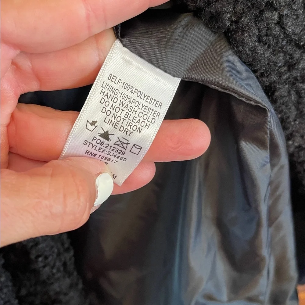 Women's Black Teddy Trench Coat Small - Picture 6 of 10